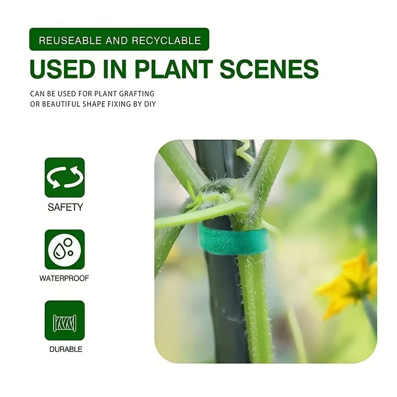 Self Adhesive Plant Nylon Cable Tie Green Adjustable Plants Hook Loop Support Garden Twine Bandage Reusable Fastener Tape Strips