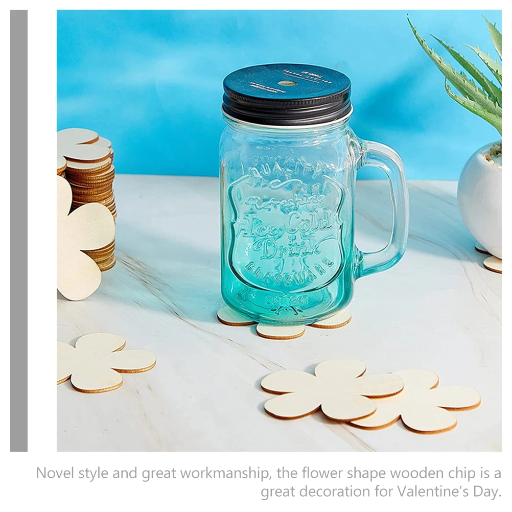

20 Pcs Wood Chip DIY Plum Coaster Coasters Cup Flower Ornaments Tag Unfinished Embellishments Chips