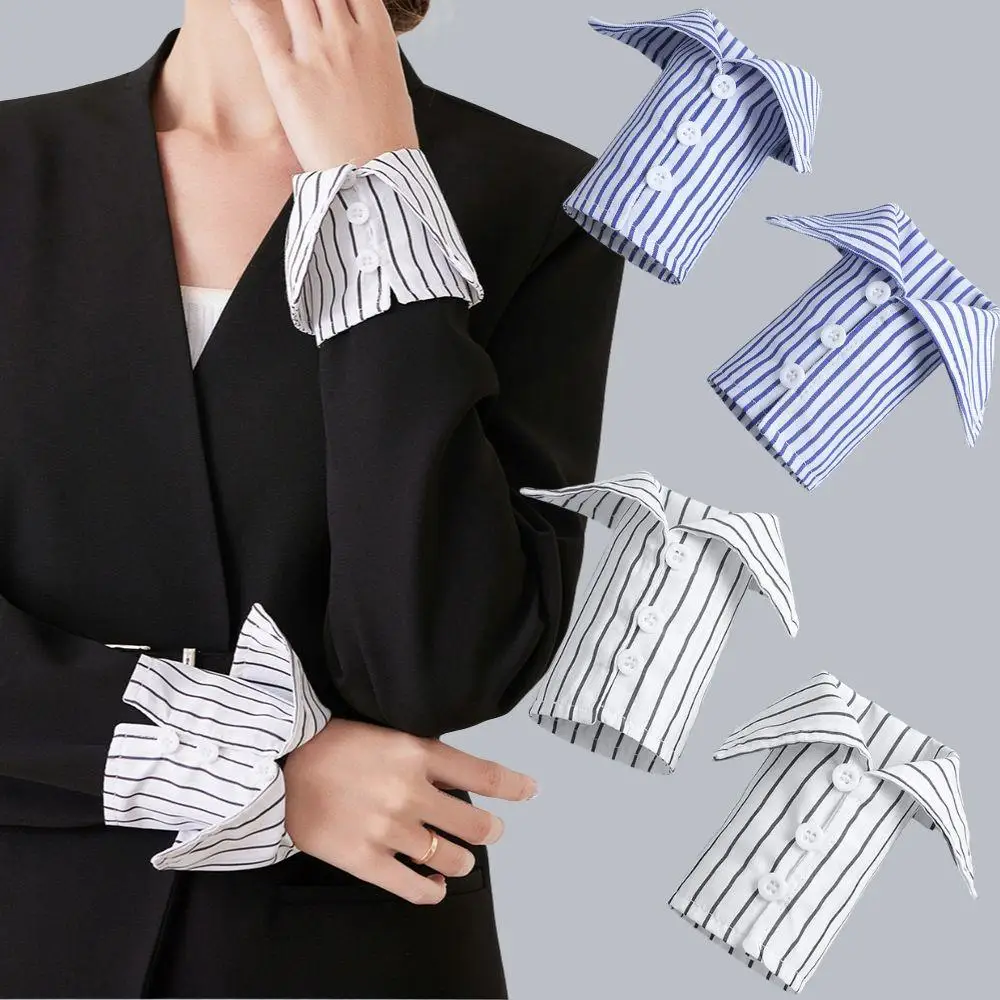 

Съемные манжеты в полоску, декоративные рукава для женщин, накладные рукава, удлинение манжет, модная одежда, аксессуары на запястье, блузки, манжеты