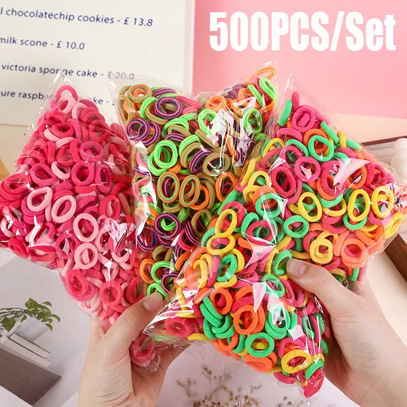 

500PCS Women Girls Colorful Nylon Elastic Hair Bands Ponytail Hold Small Hair Tie Rubber Bands Scrunchie Hair Accessories