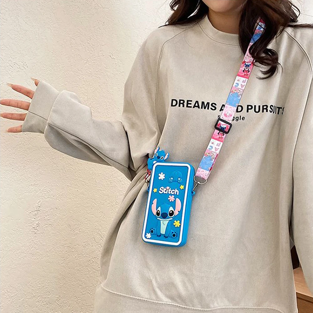 シリコンステッチ携帯電話バッグクロスボディスモール女性男性ミニソショルダーバッグガールボーイスクエアフォンポーチバッグアニメギフト