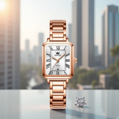 OLEVS 5641 Ladies Watch Fashion Luxury Original  Square Quartz Watch Waterproof Luminous Automatic Date Watches For Woman Gifts
