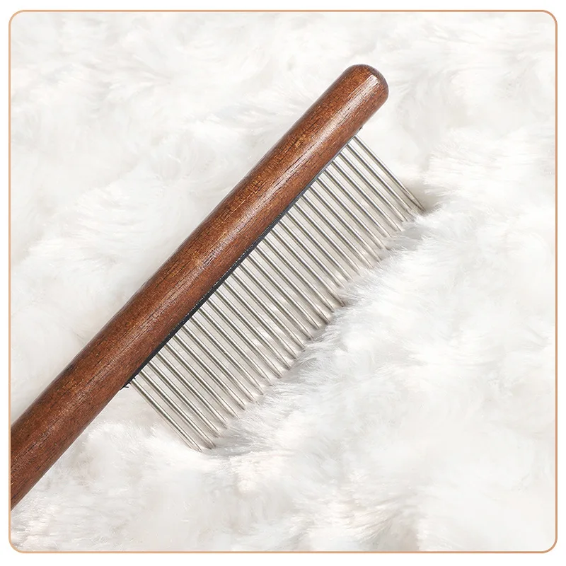 Cat Brush Wood Handle Cat Comb Pet Grooming Cleaning Tools Pet Hair Remover Massage Cats Comb Stainless Steel Dog Grooming Brush