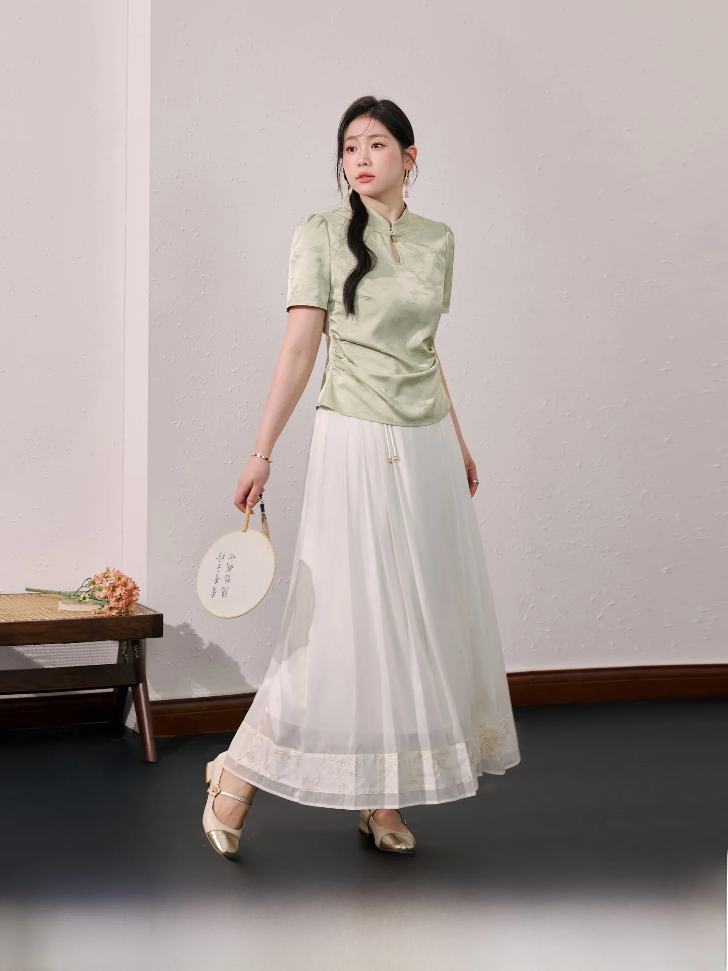 

Blue Language Large Size Chinese Sle Floral Embroidery Chiffon Tassel High Waist f Skirt Commute Straight Cut Polyester ...