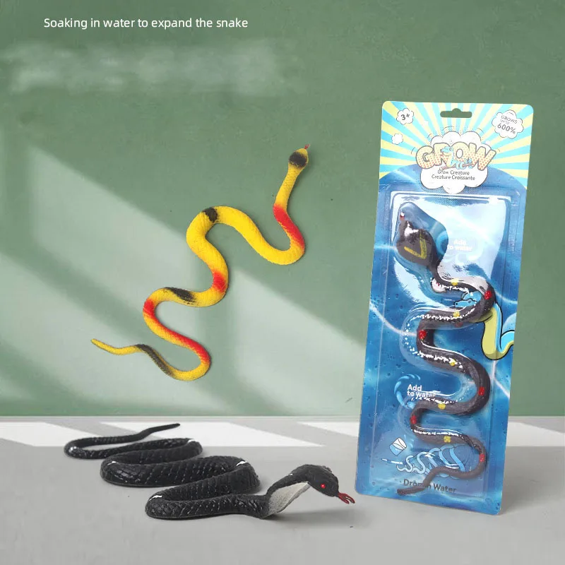 Cartoon Soaking Water Becomes Big Snake Toy Simulation Animal Soaking Water Expansion Snake Toys Children Educational Toys Gifts