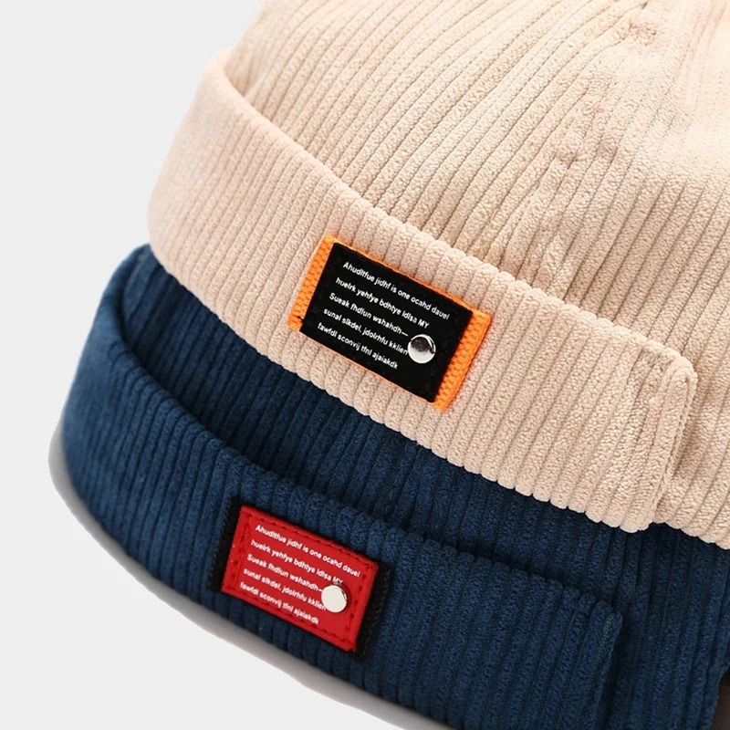 Retro Velvet Brimless Beanie Hip Hop Hat Caps Adjustable Elastic Panels Skullcap Sailor Hats Men Women Cotton Streetwear Beanie