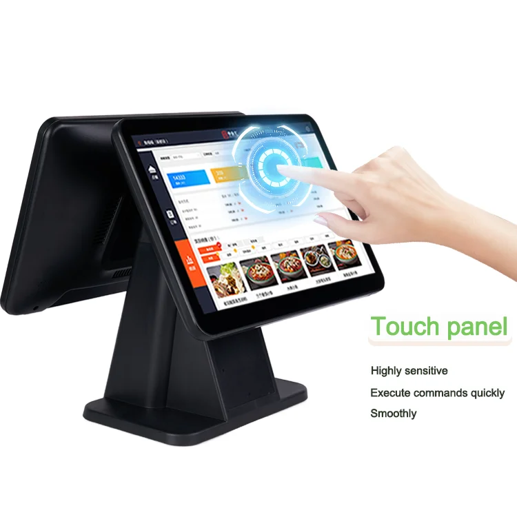 Dual Screen 15.6'' Touch Screen POS Electronic Terminal Desktop Cash Register Machine System Touchscreen Android POS Systems