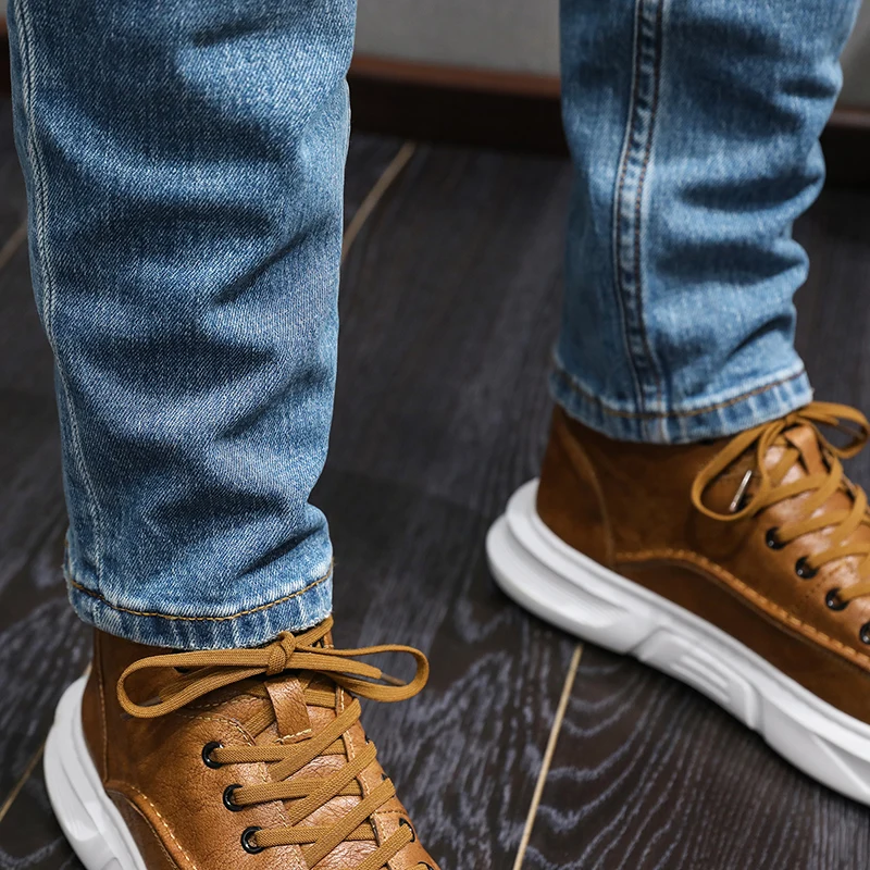 Newly Vintage Fashion Men Jeans Retro Blue Stretch Slim Ripped Jeans Men Classical Trousers Designer Casual Denim Pants Hombre