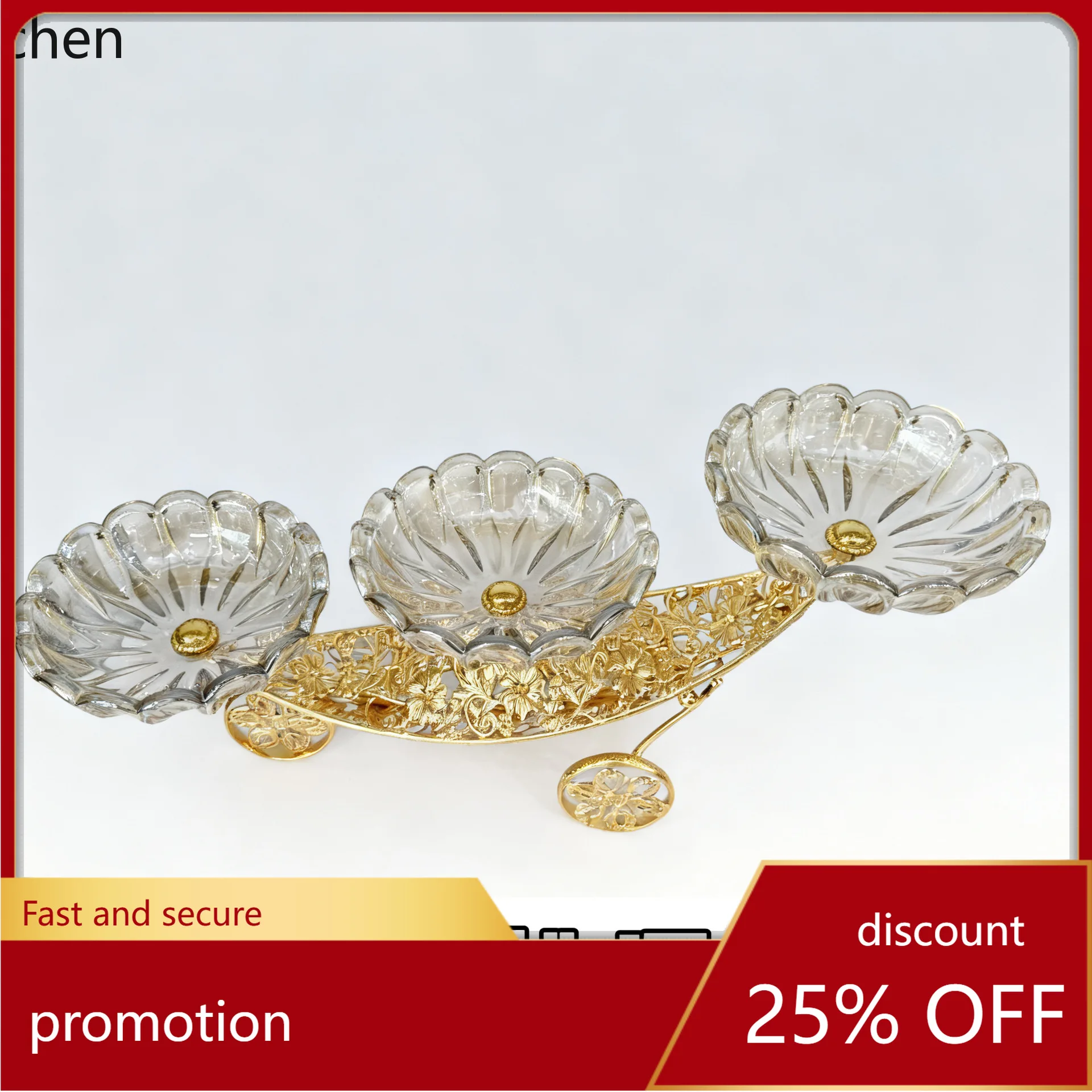 

H1 Creative Crystal Glass Double-Layer Fruit Plate Simple Home Coffee Table Living Room Snack Candy Tray