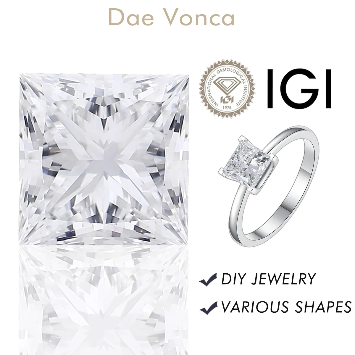 

Princess Cut Lab Created Diamond CVD/HPHT DE 1.0-6.0ct Loose Diamond VS/VVS Diamond With IGI Certificate