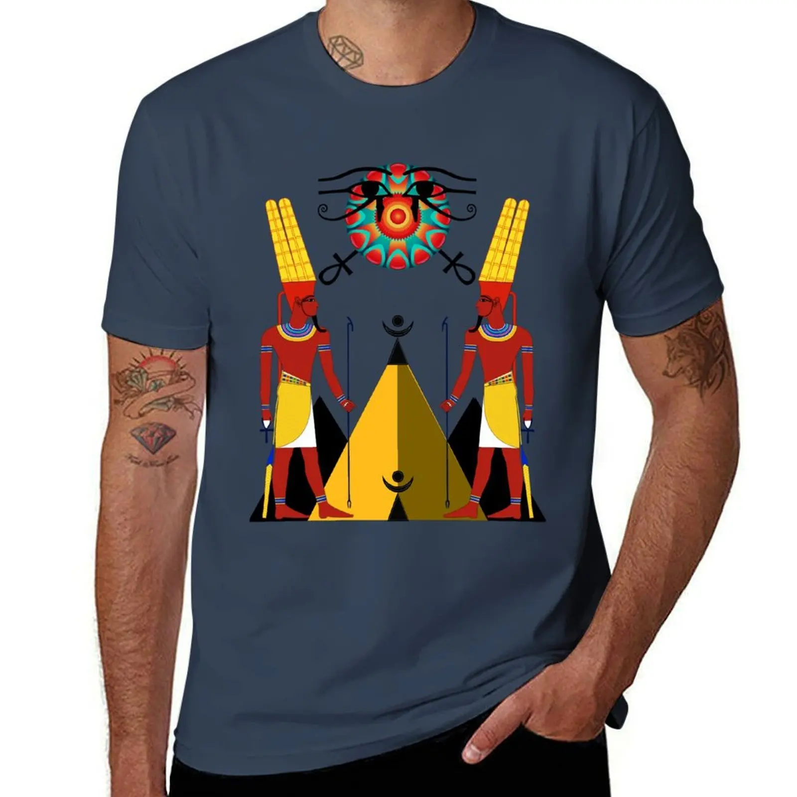 

Ancient Egyptian god Amun Amen Ra Kemetic T-Shirt Big and Tall Basic Tee Shirt