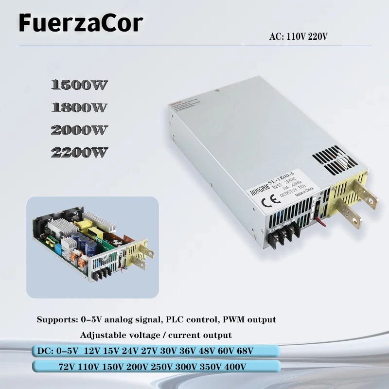 

Switching power supply 1500W 1800W 2000W 2200W adjustable output voltage 5V-400VDC 0-5V analog signal PLC control PWM LED use