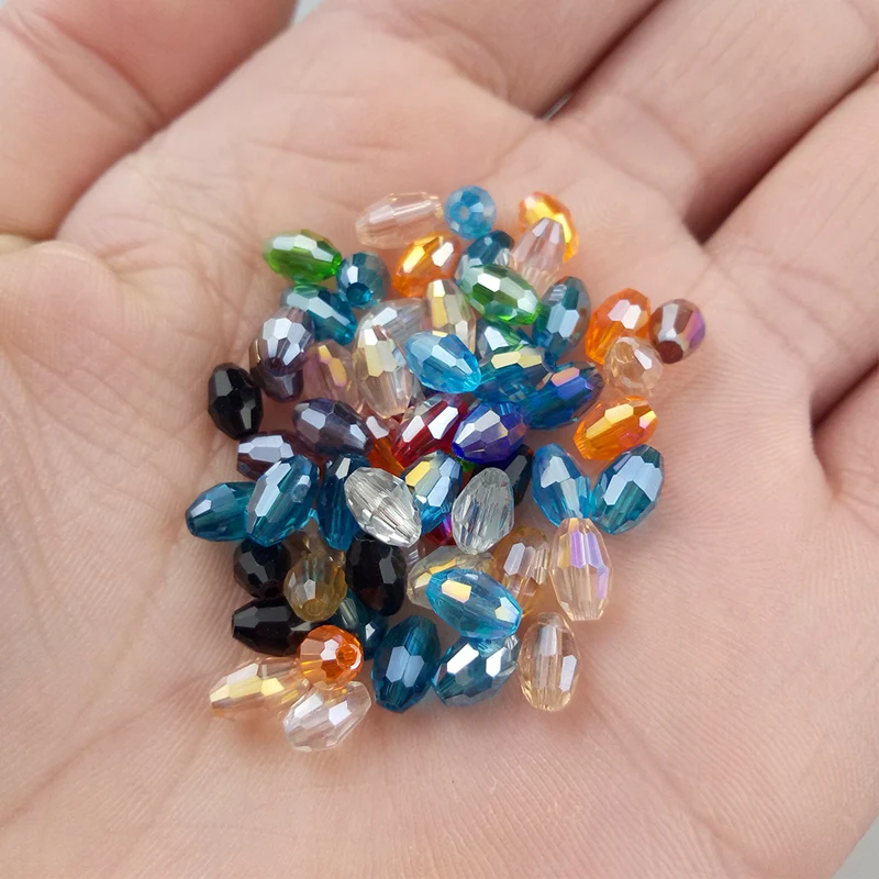 100pcs 4x6mm Spacer Water Drop Beads AB Shine Glass Crystal Beads Bracelets for Women Accessory Beads for Jewelry Making