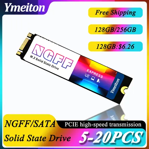 Ymeiton 5-20PCS Hard Drive for PC laptop NGFF/SATA Solid State Drive Chip M.2 SSD 128GB 256GB Factory Wholesale
