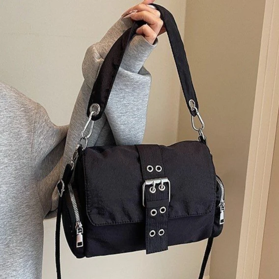 

Модная сумка через плечо в корейском стиле Y2k из холщовой ткани с множеством карманов и металлической пряжкой, сумка-кошелек для хранения, женская сумка