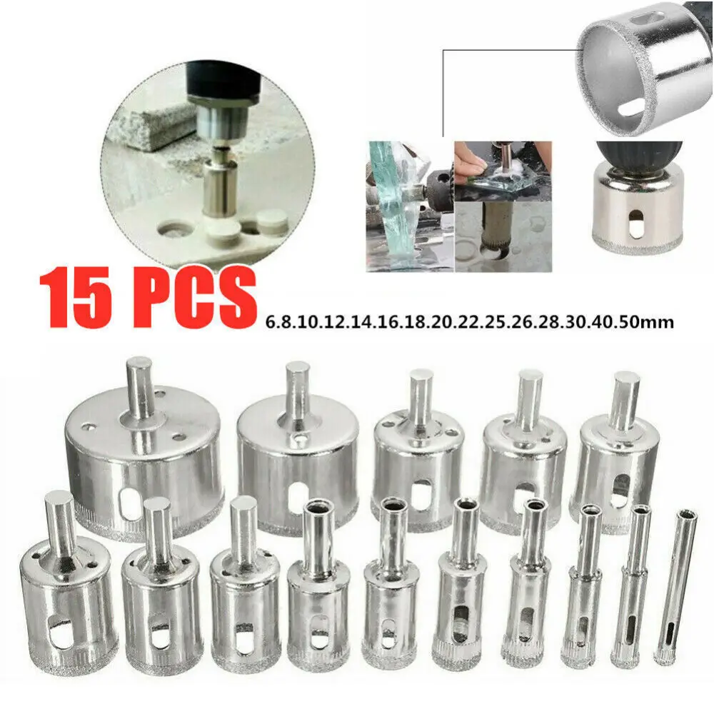 Diamond Drill Bit Set For Ceramic Tile Marble Glass Porcelain Granite Masonry Hole Saw Cutting Power Tool Parts