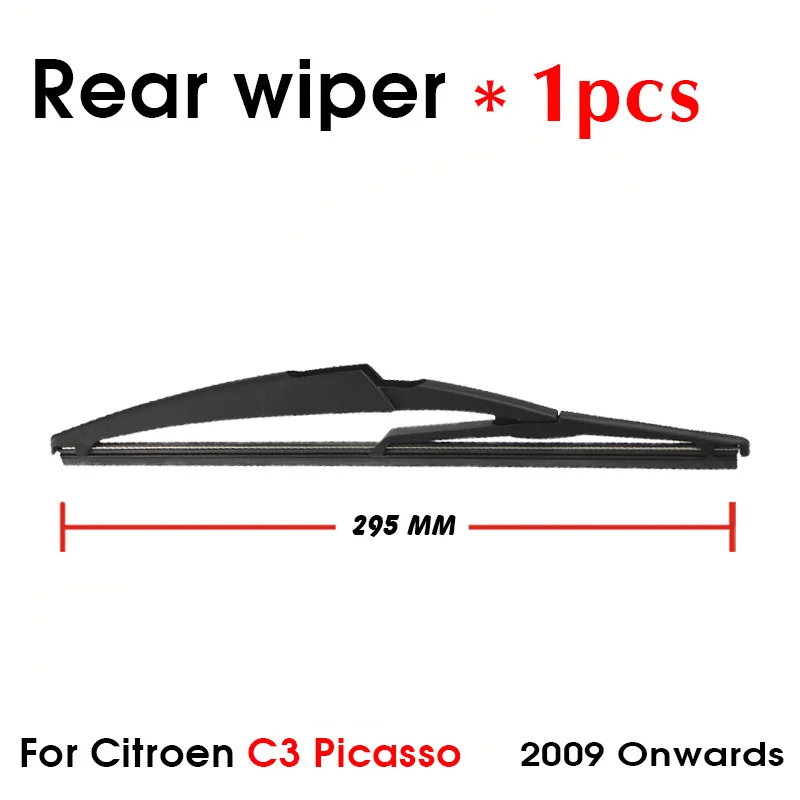 Car Wiper Blade For Citroen C3 Picasso 2009 Onwards Rear Back Windshield Windscreen Rear Wiper 295mm+Arm 265mm Car Accessories