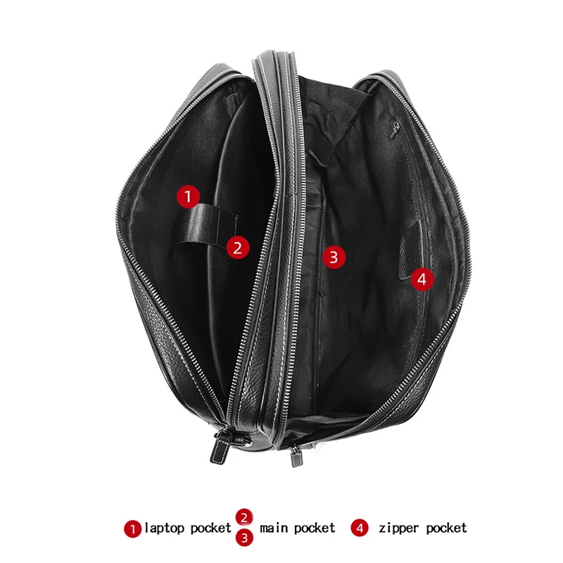Valigetta in pelle di mucca TURE modello Lichee borsa in vera pelle da uomo borsa a tracolla da uomo con doppia cerniera borsa a tracolla formale da lavoro