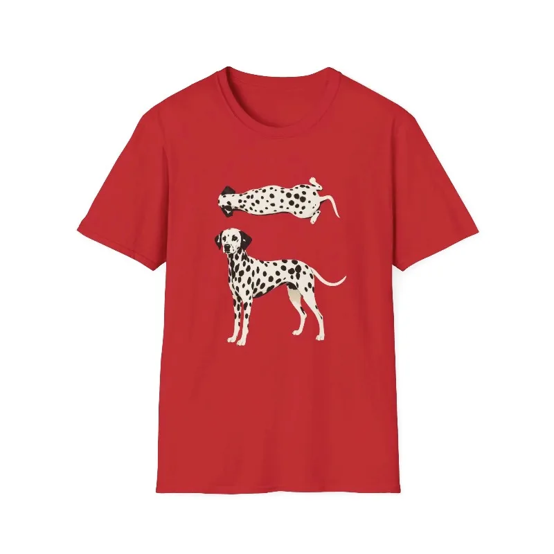 Minimal Dalmatian Illustration T-Shirt featuring spotted dog artwork on a comfortable unisex cotton tee