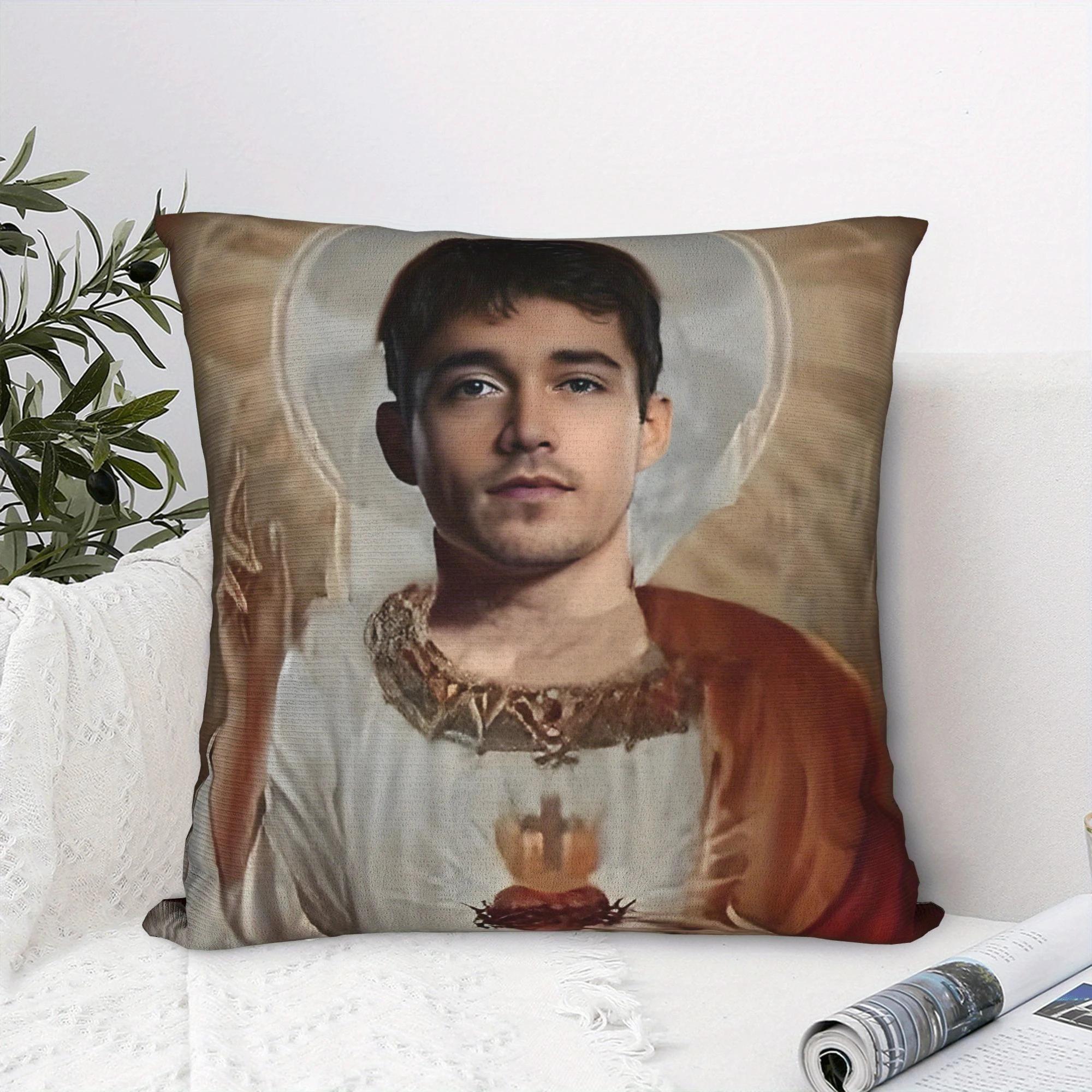 1pc Funny Saint Charles Leclerc Pillow Cover, Polyester 2D Double Sided Print Cushion Case, F1 Racing Driver Meme Throw Pillowca