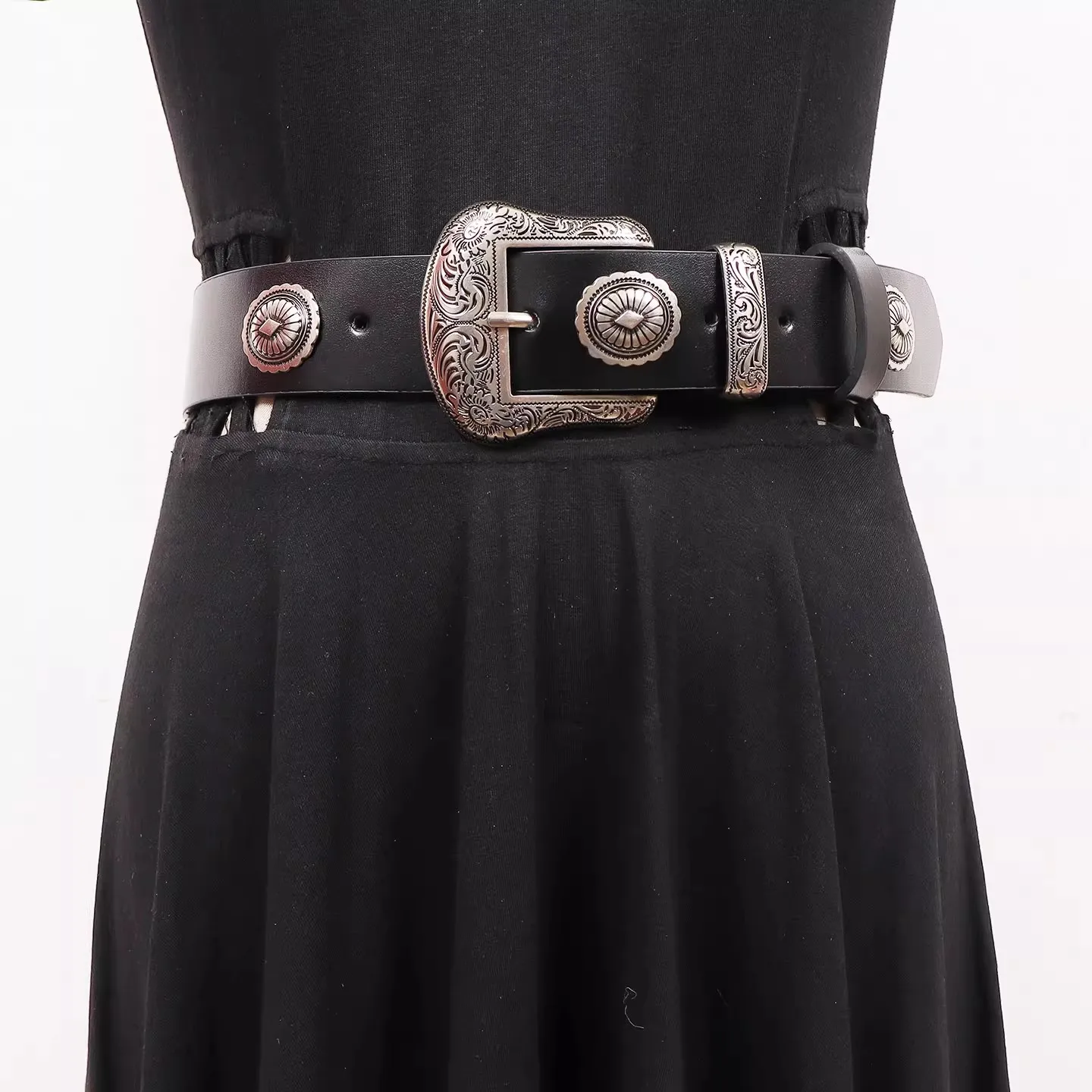 

Женский винтажный пояс-корсет из натуральной кожи с заклепками, широкий декоративный пояс для платья R3491