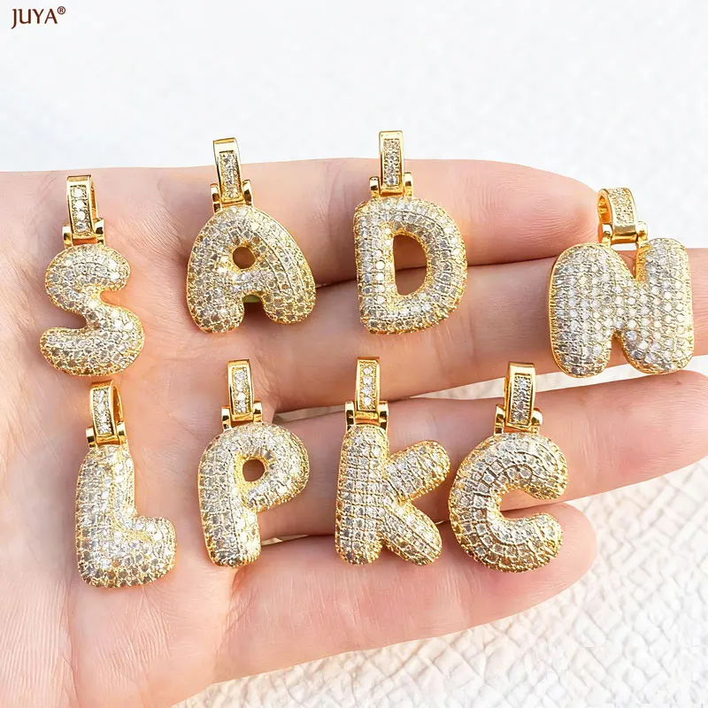 

JUYA Luxury Zirconia Letters 26 Alphabet Plated 18K Golden Initial Charm For DIY Fashion Necklaces Jewelry Making Accessories