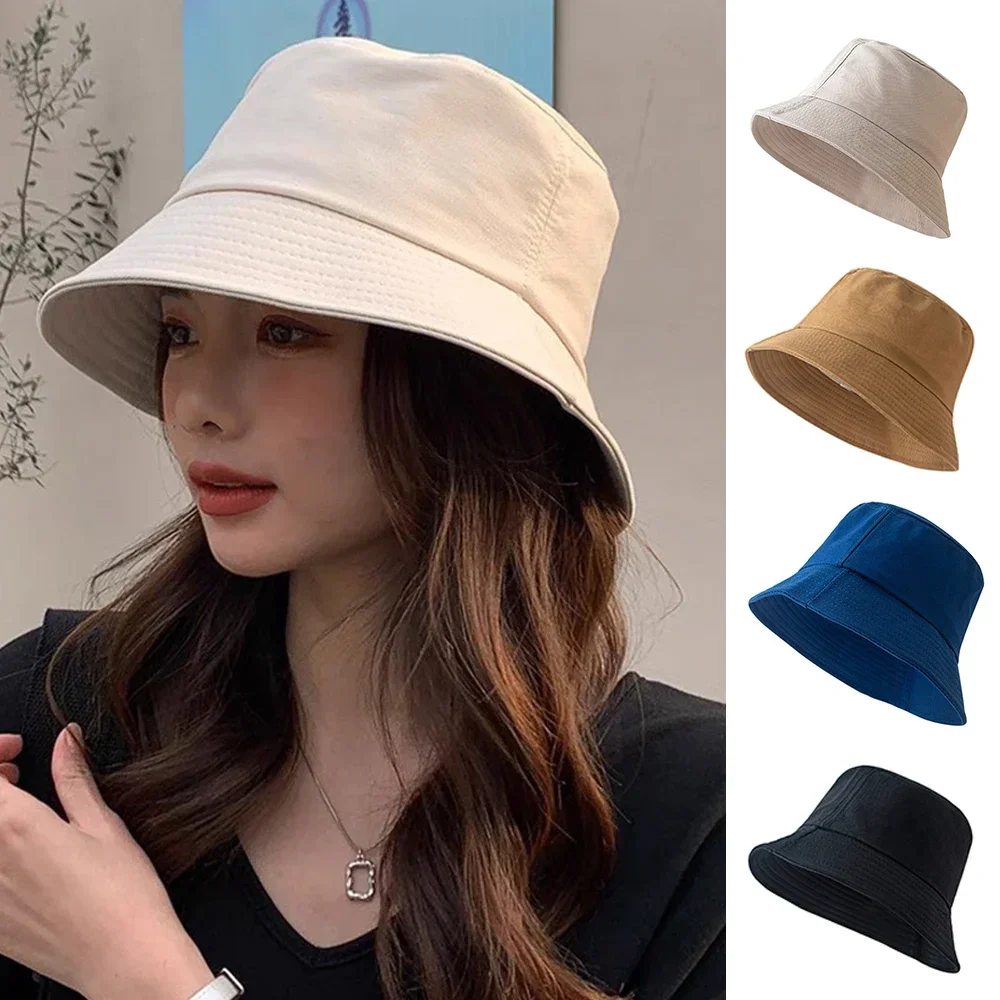 

Unisex Cotton Bucket Hat Women Men Summer Foldable Sunscreen Hat Cap Outdoor Beach UV Protection Fishing Fisherman Hat Wide Brim