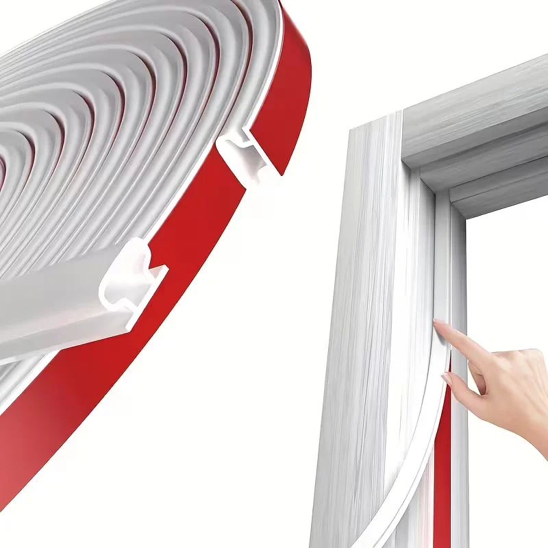 1PC Door Weather Stripping Door Seal Strip, Self-Adhesive Rubber Door Insulation Weather Strip for Window and Door Soundproofing