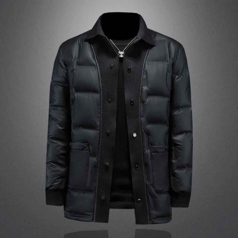 2024 Autumn Winter Clothing Men Duck Down Medium Long Down Jacket For Men Thickened Down Jacket Man Black Bread Jacket