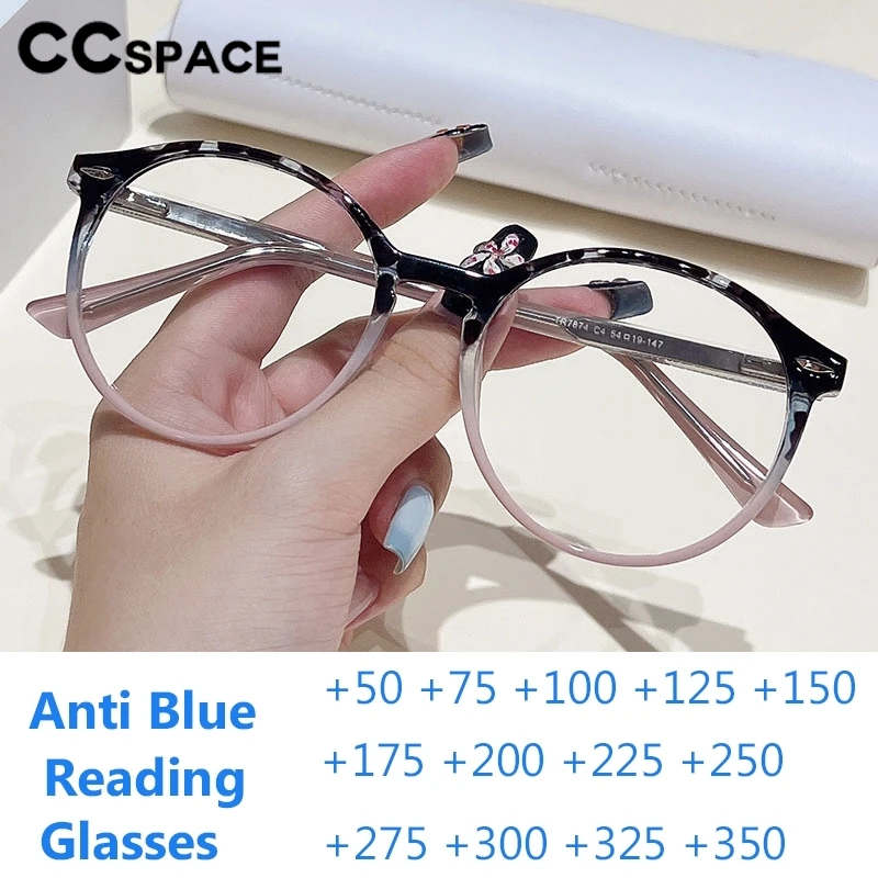 

Round TR90 Anti Blue Light Reading Glasses Fashion Rivet Resin Optical Presbyopia Eyeglasses Custom Diopter +50~+600 #301585