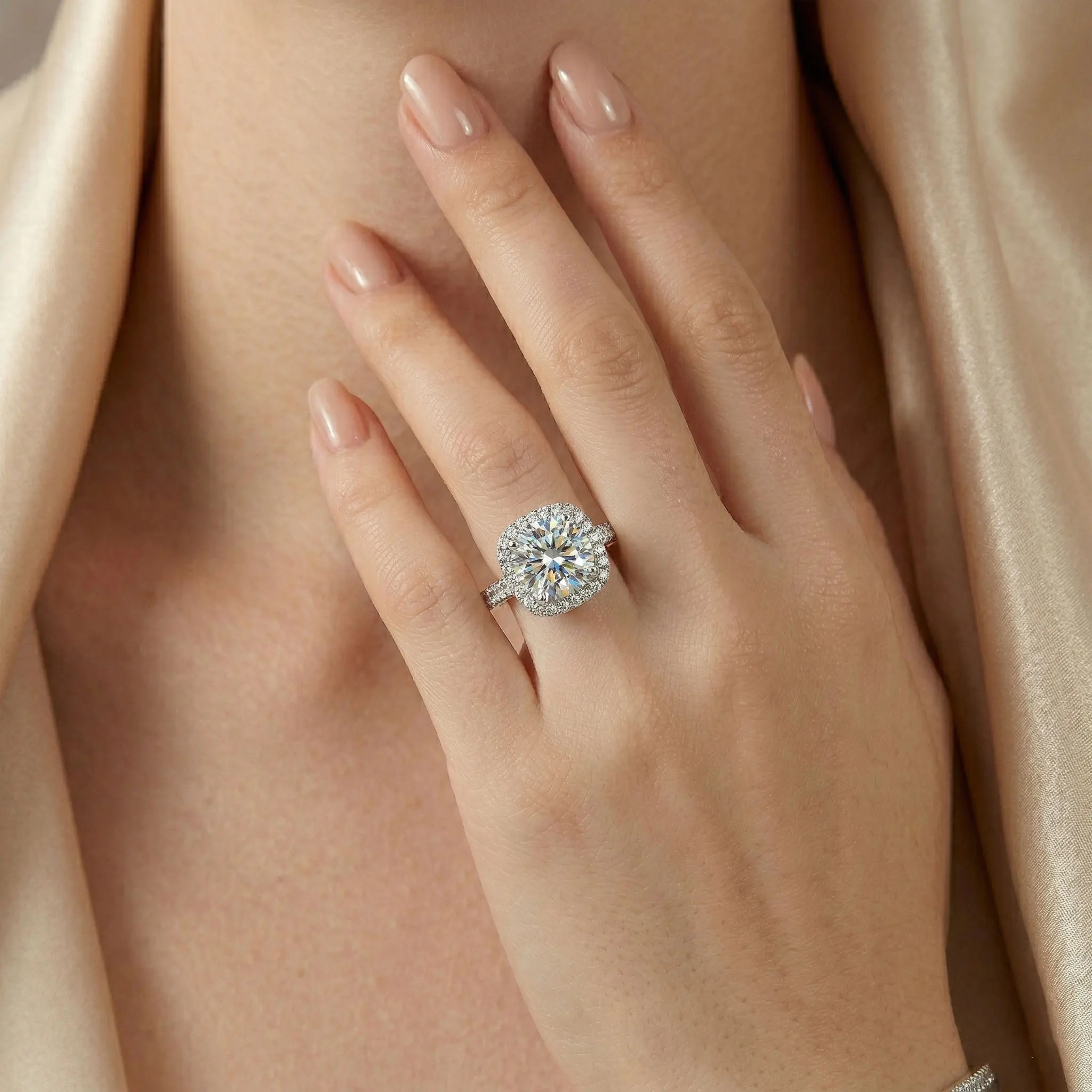 Cincin Moissanite Cushion Cut - Moissanite Engagement Ring 2 Carat D Vvs1 ulasan dan harga