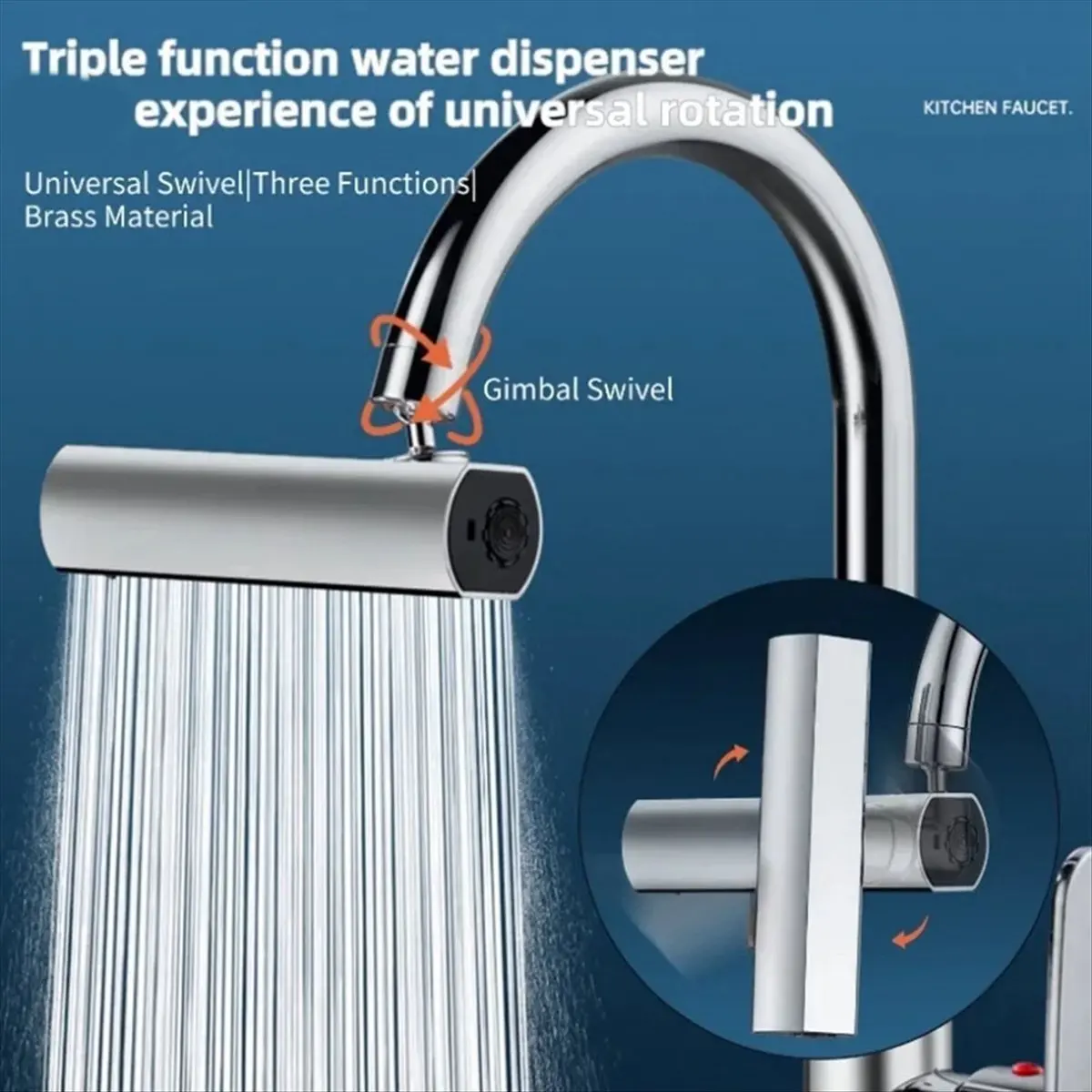 finefine 1Pcs Real Waterfall Kitchen Faucet Extension Adapter 720°Swivel 4Mode Multifunctional Waterfall Pressurized Bubbler,B