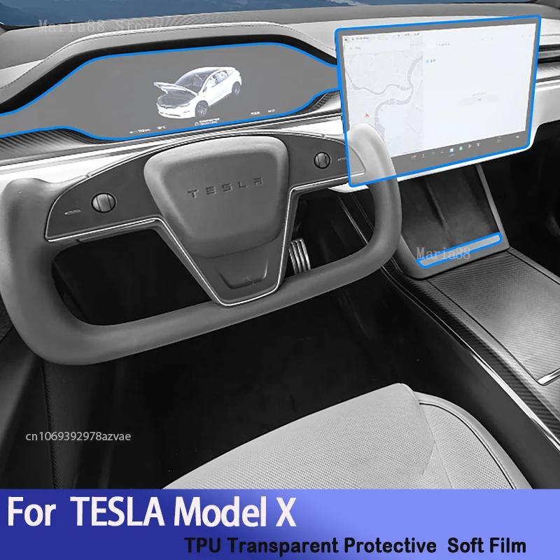 

For TESLA Model X 2023-2024 Car Interior Center Console Transparent TPU Protective Film Anti-scratch Repair Sticker