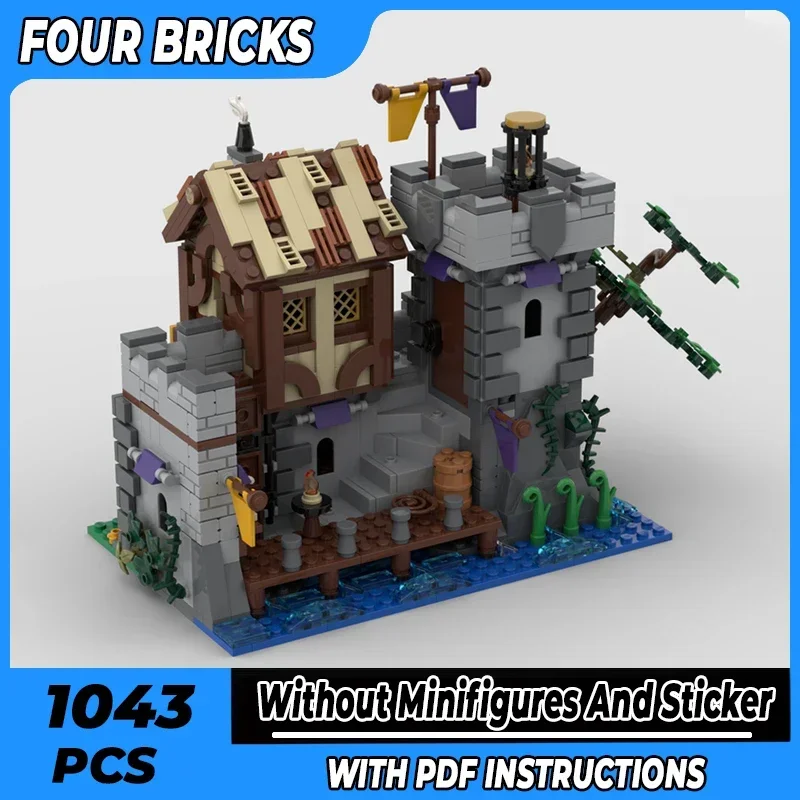 

Medieval Street View Model Moc Building Bricks Village River Port Technology Modular Blocks Gift Christmas Toys DIY Set Assembly