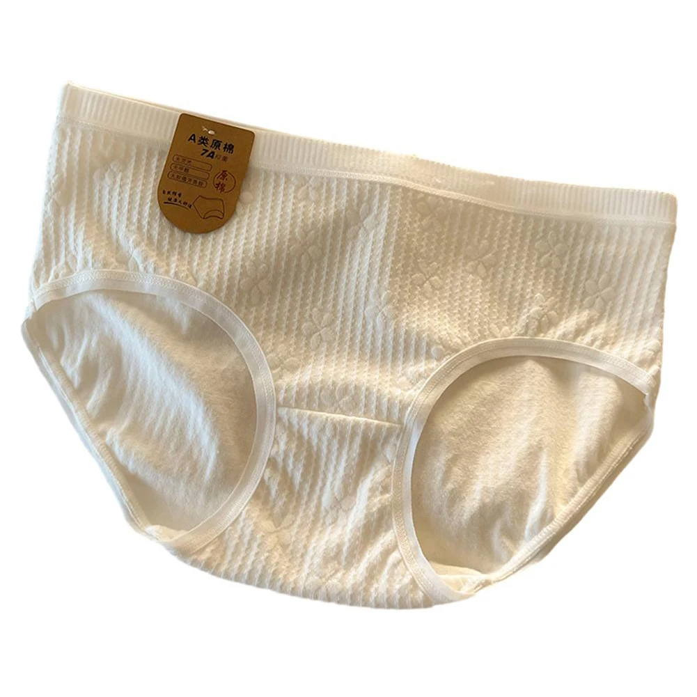 

Women Cotton Comfortable Panties Skin-friendly Soft Briefs Embossed White Breathable Underpants Underwear For Girls Lingerie