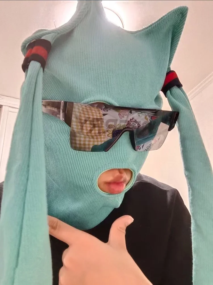 하츠네 미쿠 코스프레 마스크 웃긴 반다나 헤드 커버 애니메이션 컨벤션 액세서리