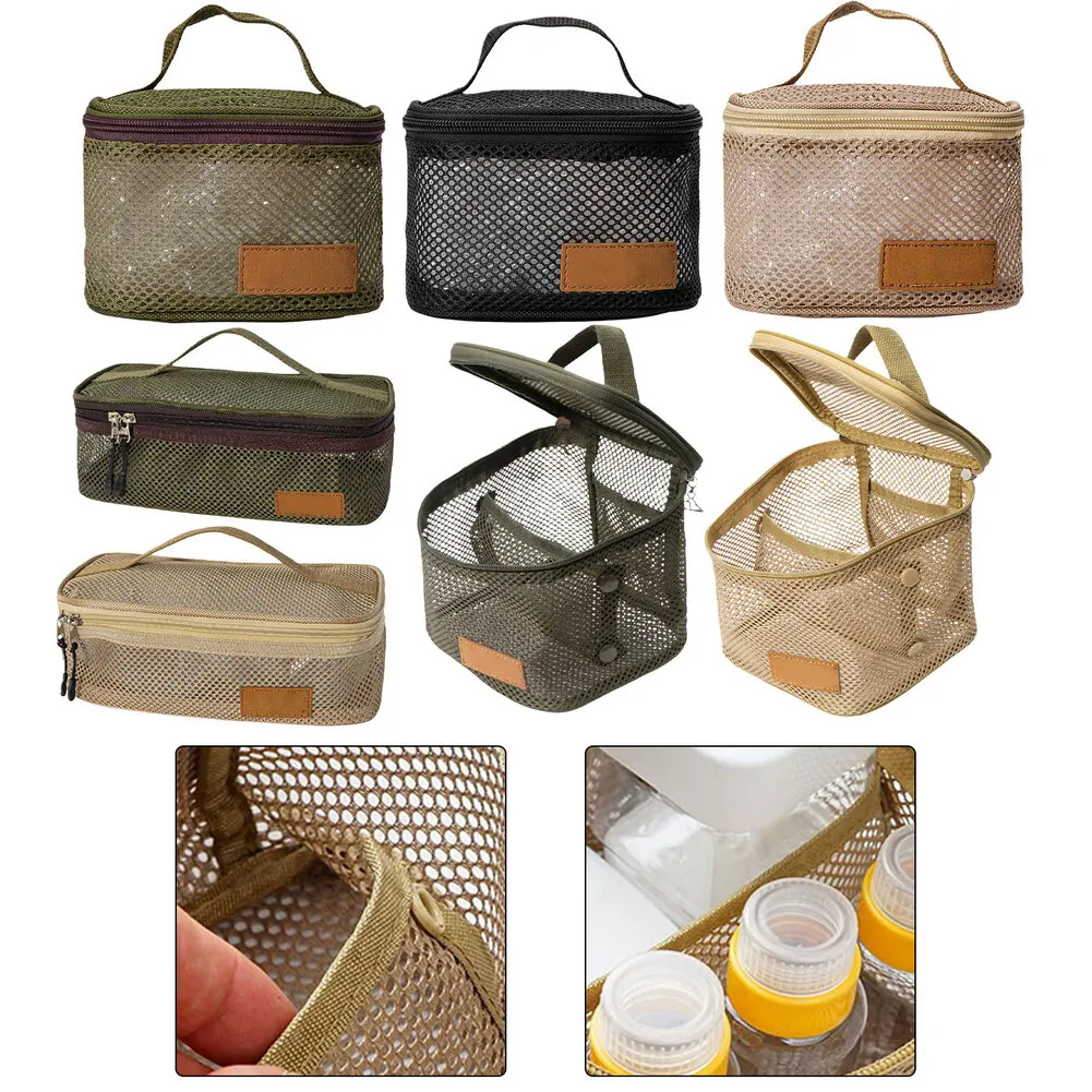 حقيبة تخزين أدوات الطبخ في الهواء الطلق، متعددة الحجم، حقيبة يد شبكية متعددة الاستخدامات، أدوات طهي للتخييم، تنظيم ملحقات أساسيات السفر #2