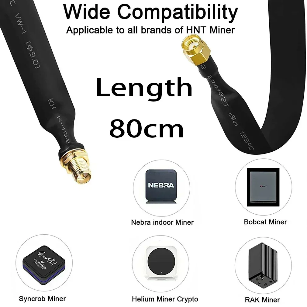80cm Coaxial Extension Cable RP-SMA Male To RP-SMA Female  Helium Hotspot Miner Antenna Flat-Window Door Feed Thru view 3