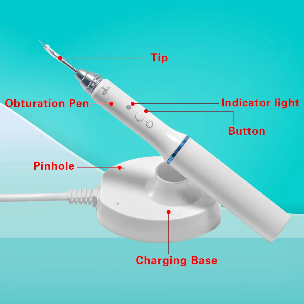 Dental Gutta Percha Obturation System Wireless Endo Gutta Percha Obturation Pen Root Canal Therapy Heating Tool with 2 Tips