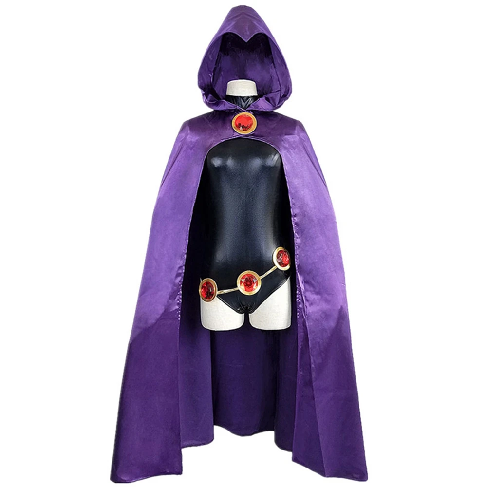 Tiener Titanen Cosplay Raven Cosplay Kostuum Superheld Mantel Jumpsuits Zentai Taille Sieraden Ketting Halloween Feest Anime Kostuum