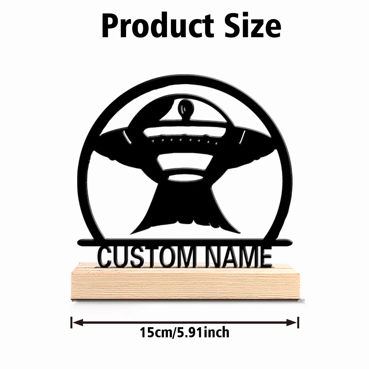 1pc FashionPersonalized Custom Spaceship Metal Statues With Wooden Base Tabletop Decoration Aviation Enthusiast Gift With Wooden