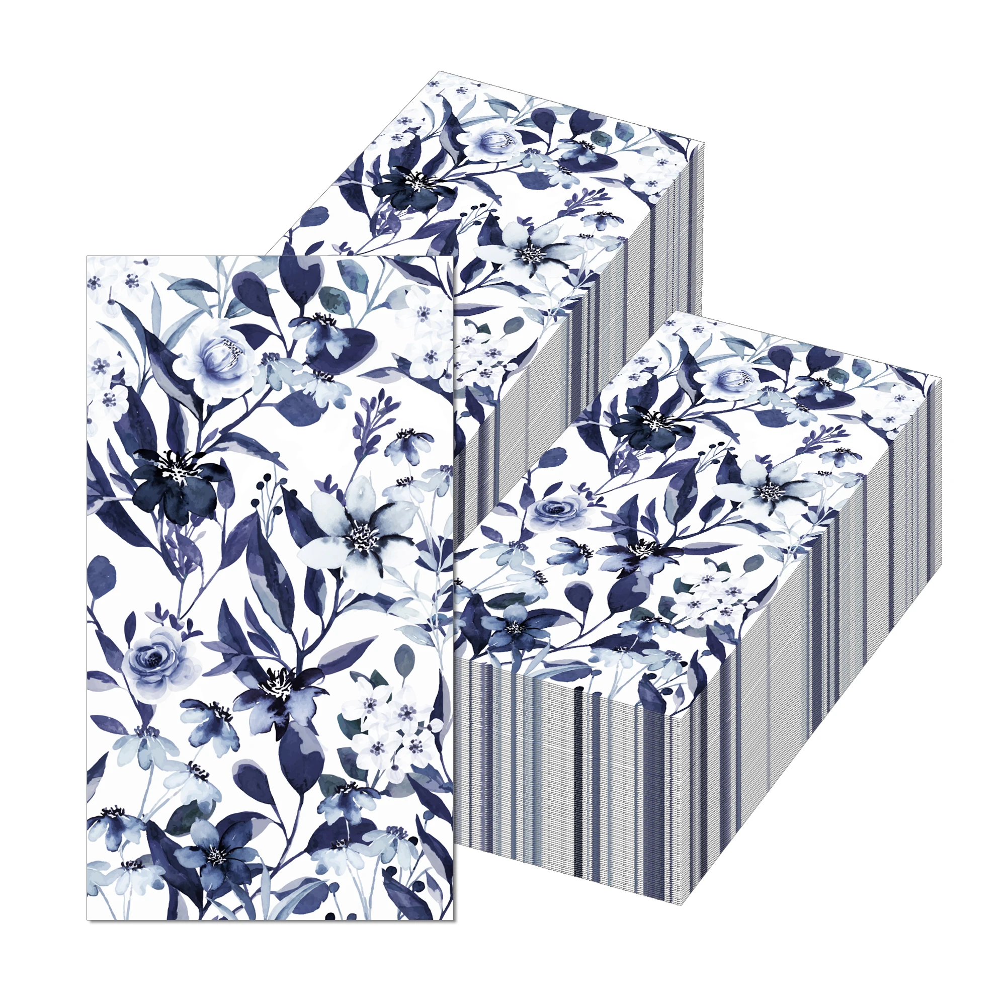 20pcs Vintage Blue Flowers Paper Napkins Wedding Disposable Tableware Serviettes Tissues Baby Birthday Party Dinner Table Decor