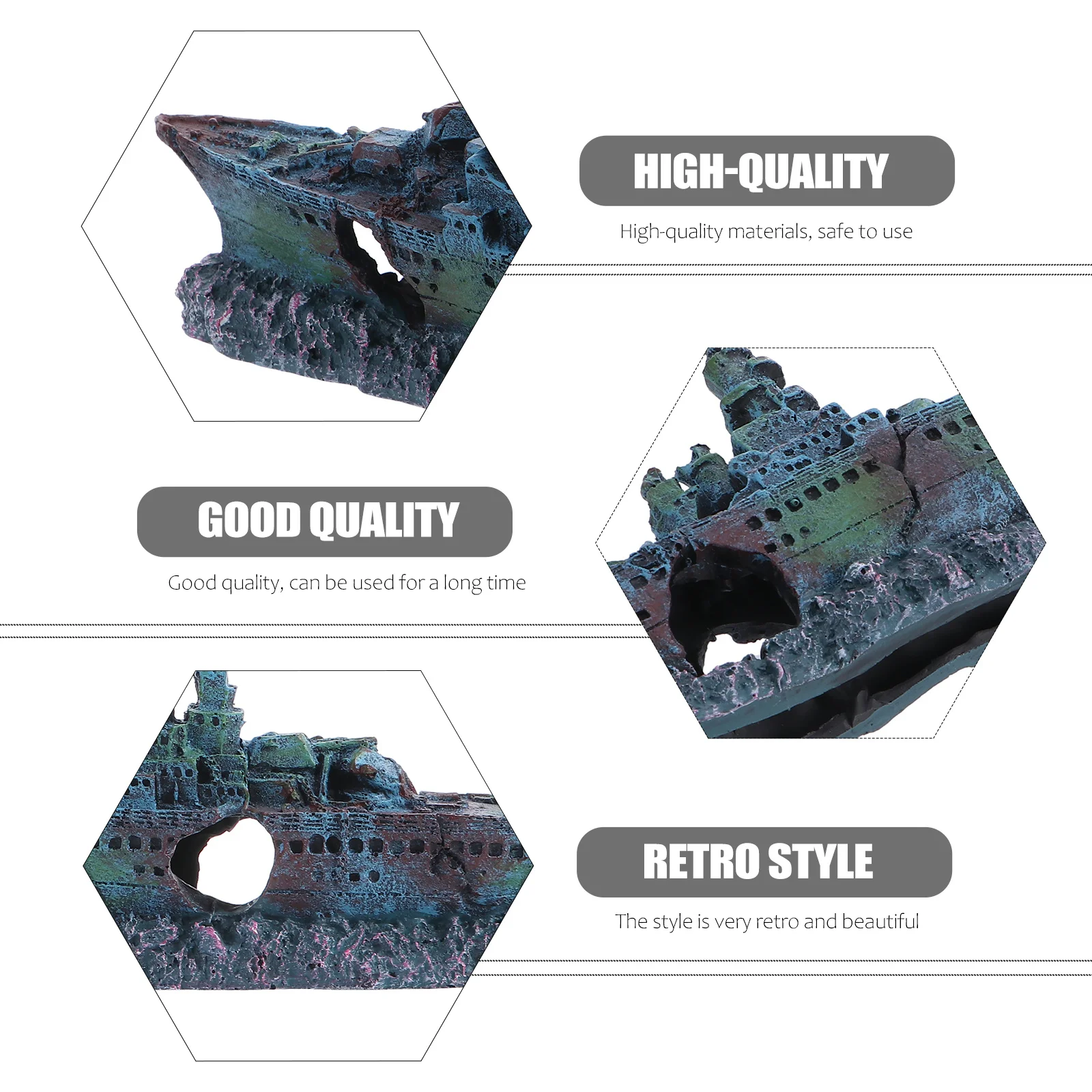 

1Pcs Shipwreck Aquarium Decoration Resin Fish Tank Ornament Creative Artificial Decor for Fresh Salt Water Landscape