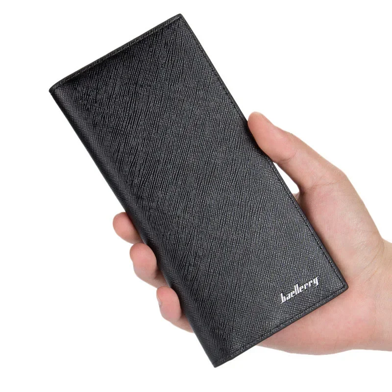 

New Men Black Long Thin Slim Wallets Vintage Pu Leather for Male Credit Card Holder Money Purses Solid Simplicity Coin Wallet