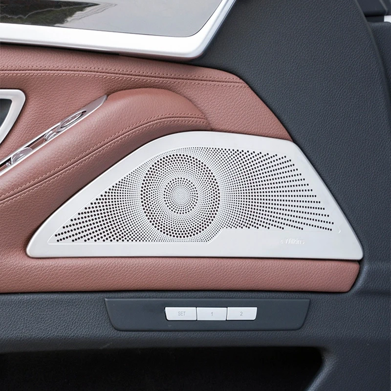 For BMW 5 Series F10 F11 2011-2016 Stainless Steel Cars Front Door Stereo Panel Speaker Decorative Cover Interior Accessories