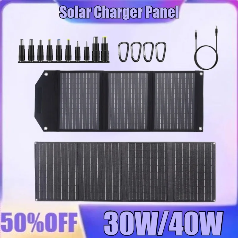 New Foldable Monocrystalline Silicon Solar Charger Panel Dual USB-A & USB-C Output for Phones, Tablets & Power Banks