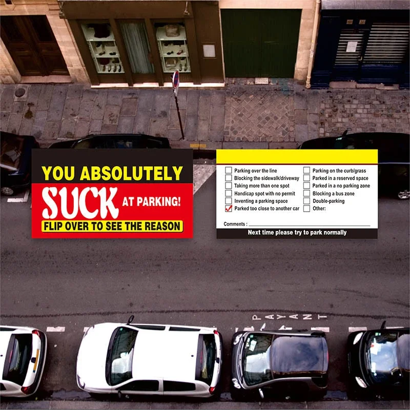 50 قطعة بطاقات ركن السيارة السيئة مع سبب انتهاك متعدد بطاقة ركن السيارة المؤقتة مضحك وقوف السيارات انتهاك تذكرة الملحقات الداخلية
