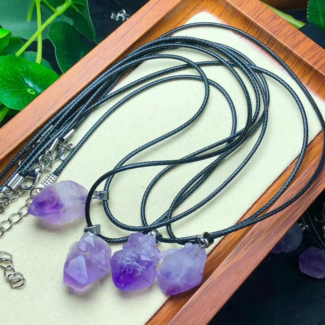 

10 Pcs Fengbaowu Natural Raw Crystal Amethyst Cluster Necklace Pendant Reiki Healing Stone Fashion Jewelry Gift For Women Men