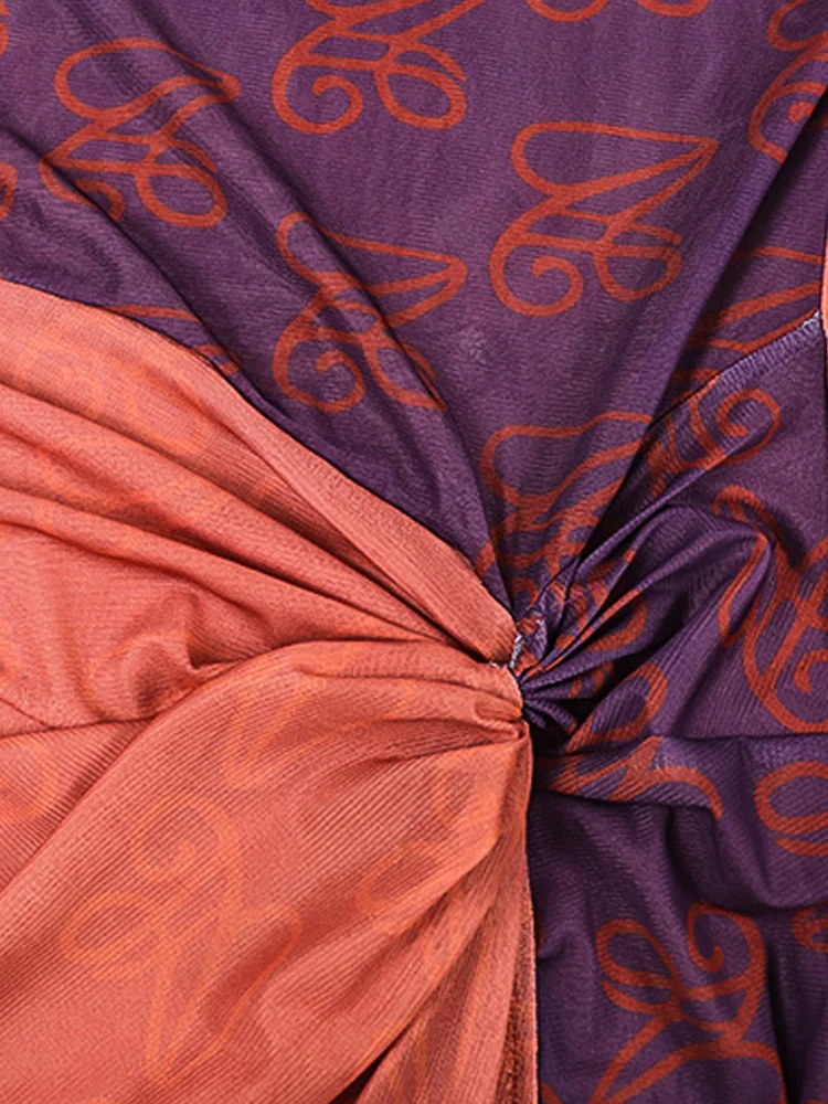 فستان ماكسي نسائي مثير من Kricesseen بقماش شفاف متدرج مطبوع بفتحة عالية وأكمام مضيئة وكفة ملتوية مكشكشة فستان ملهى ليلي #5