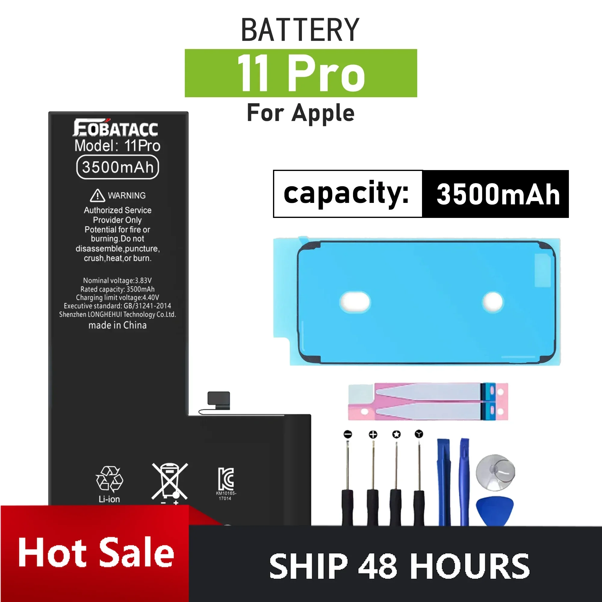 

2025 лет EOBATACC Высокое качество 100% новый аккумулятор для телефона APPle 11Pro 3500 мАч + инструменты
